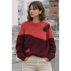 Paloma Wool Pink Purple Crewneck Pullover Sweater Top   Women's Size Small